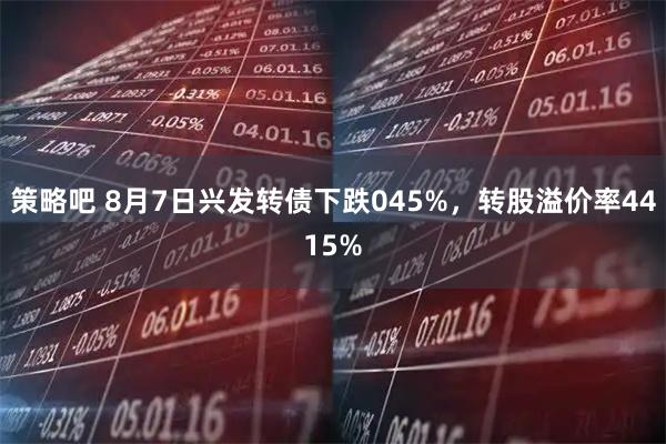策略吧 8月7日兴发转债下跌045%，转股溢价率4415%